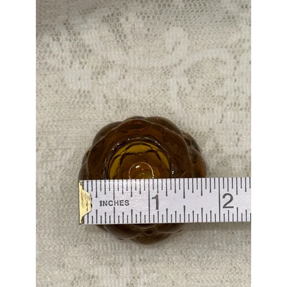Vintage Amber Glass Hobnail Candlestick‎ Holder Textured MCM
